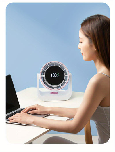 Desktop Turbo Fan - 100-Speed Adjustable, USB Rechargeable