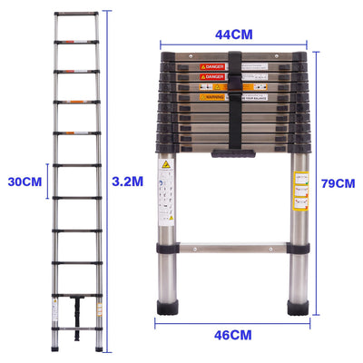 Telescopic Ladder Stainless 3,2 m.