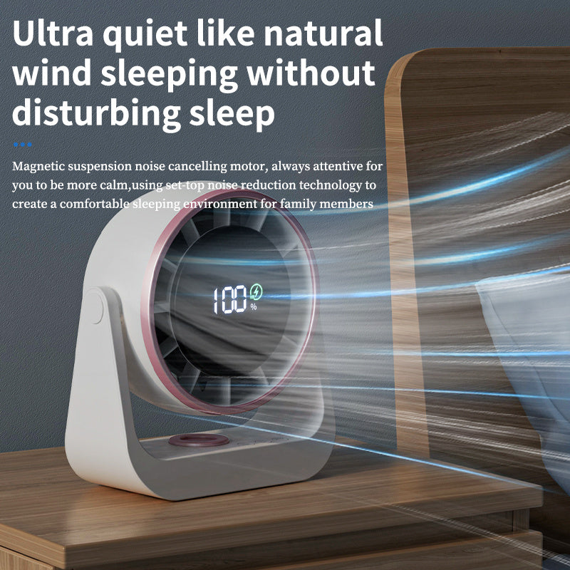 Desktop Turbo Fan - 100-Speed Adjustable, USB Rechargeable
